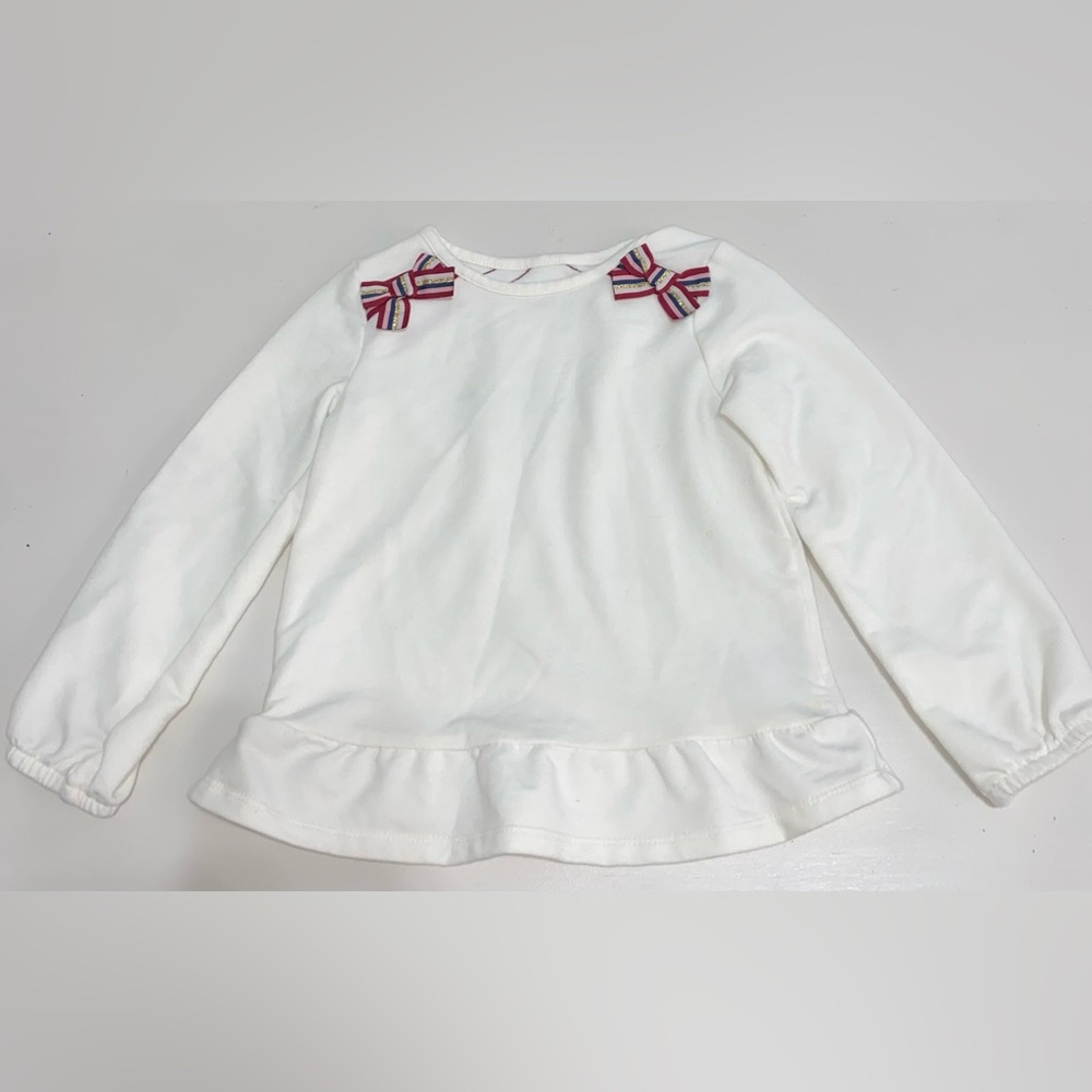 Wonder Nation White Long Sleeve Top with Striped Bows